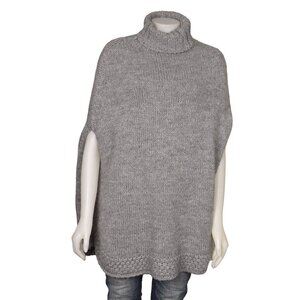 Zara Knit Turtleneck Poncho Sweater Cozy Wool Blend Size Medium